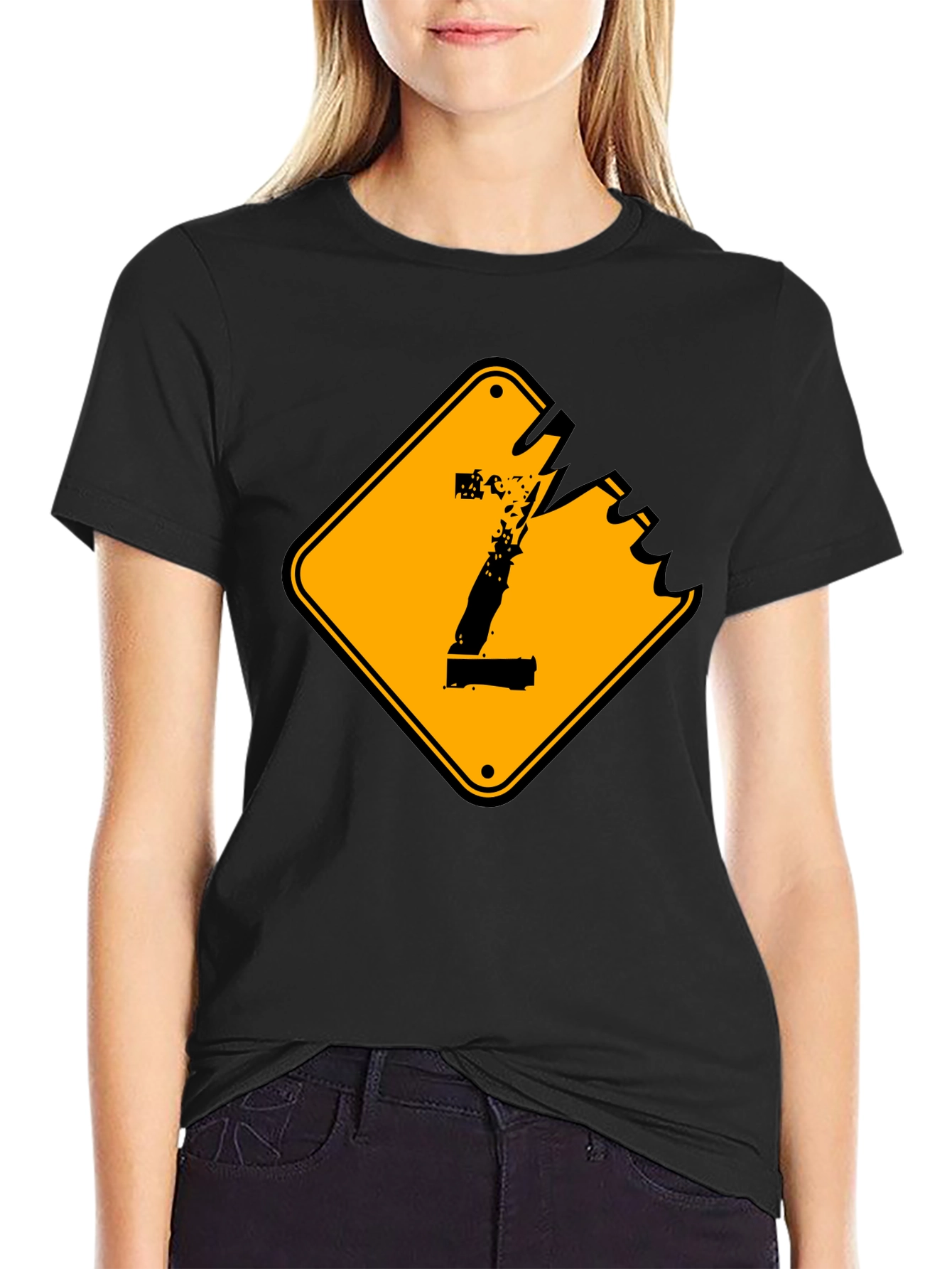 Distressed Number 1 Graphic Tee - Black Cotton