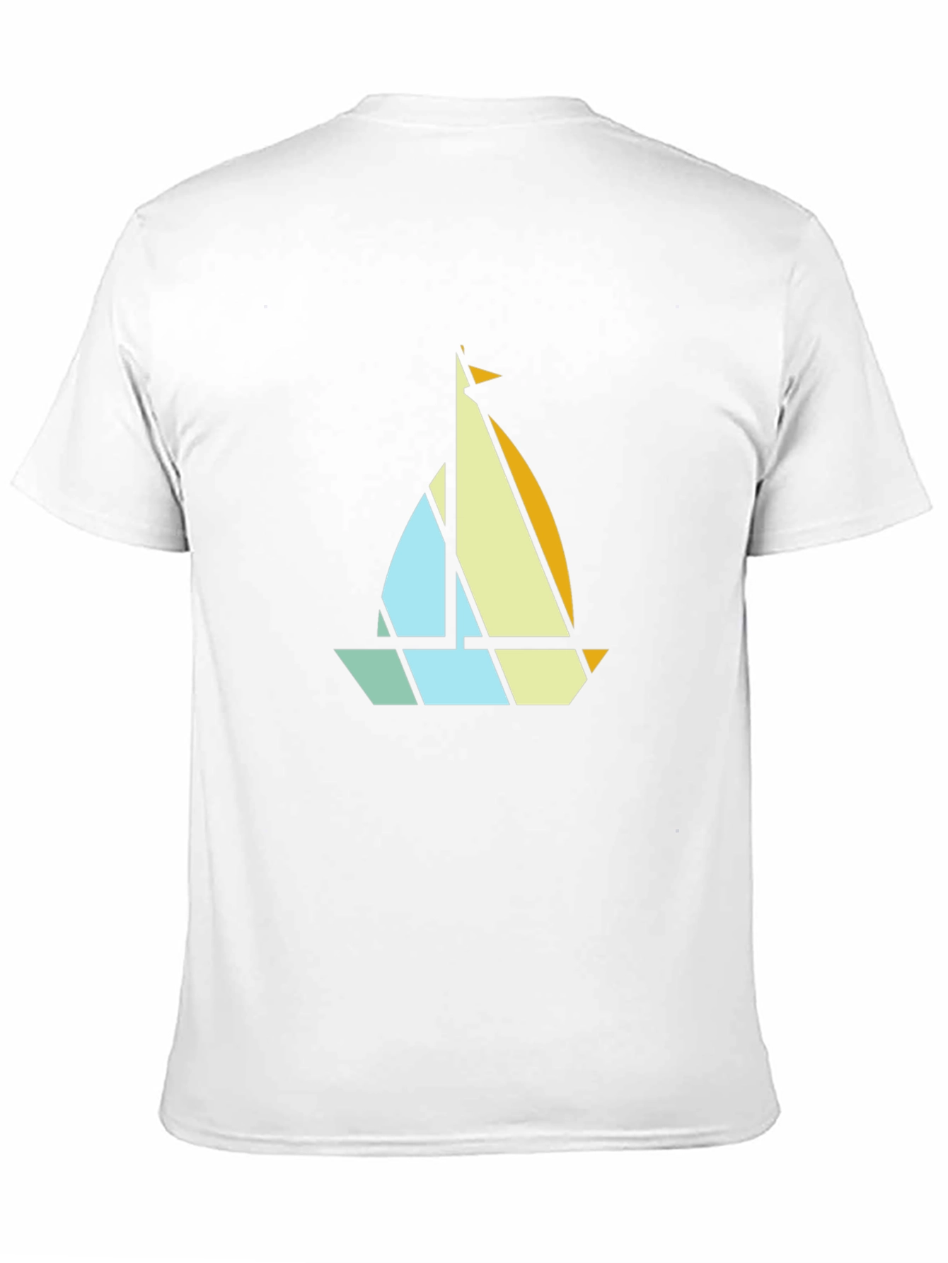 Geometric Sailboat Graphic Tee - Modern Nautical Style