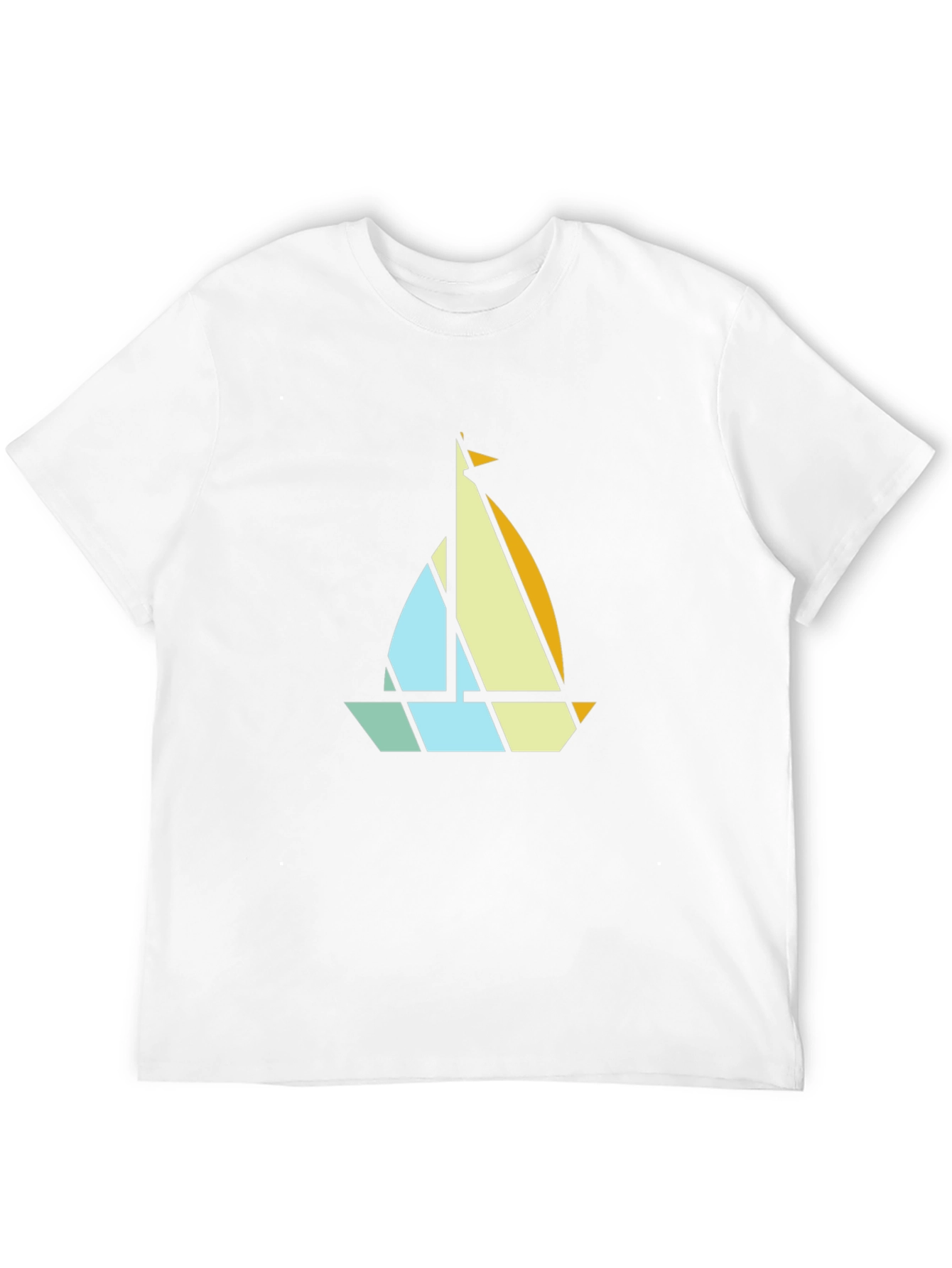 Geometric Sailboat Graphic Tee - Modern Nautical Style