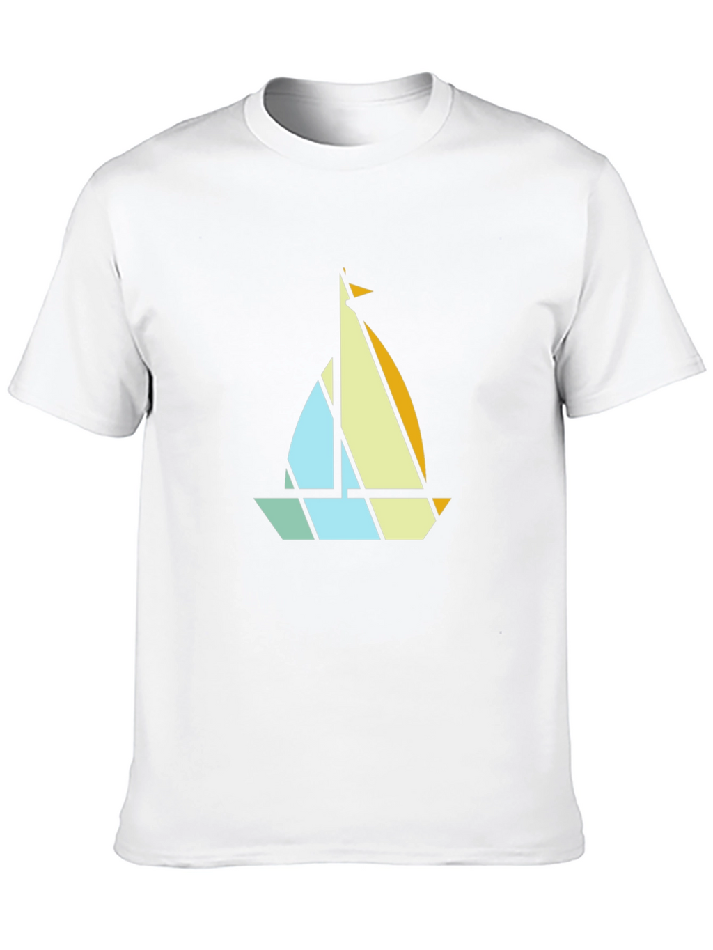 Geometric Sailboat Graphic Tee - Modern Nautical Style