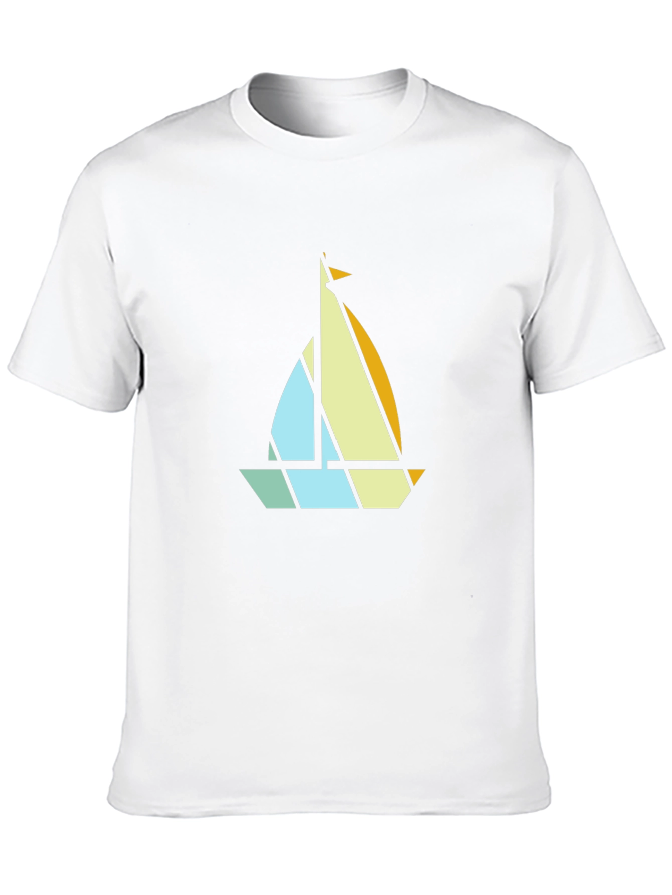 Geometric Sailboat Graphic Tee - Modern Nautical Style