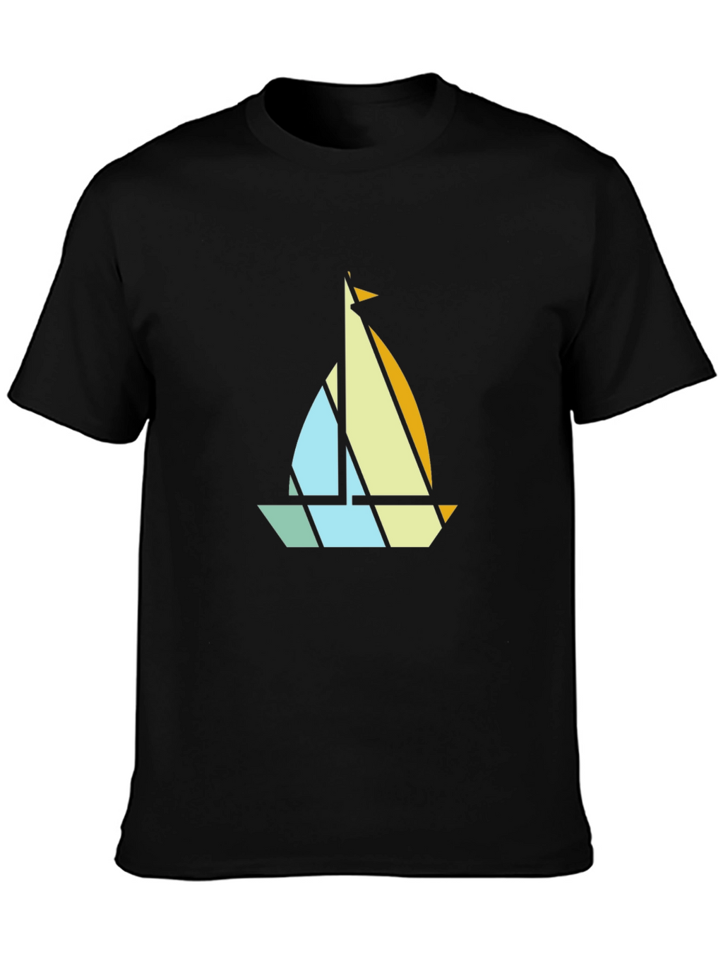 Geometric Sailboat Graphic Tee - Modern Nautical Style