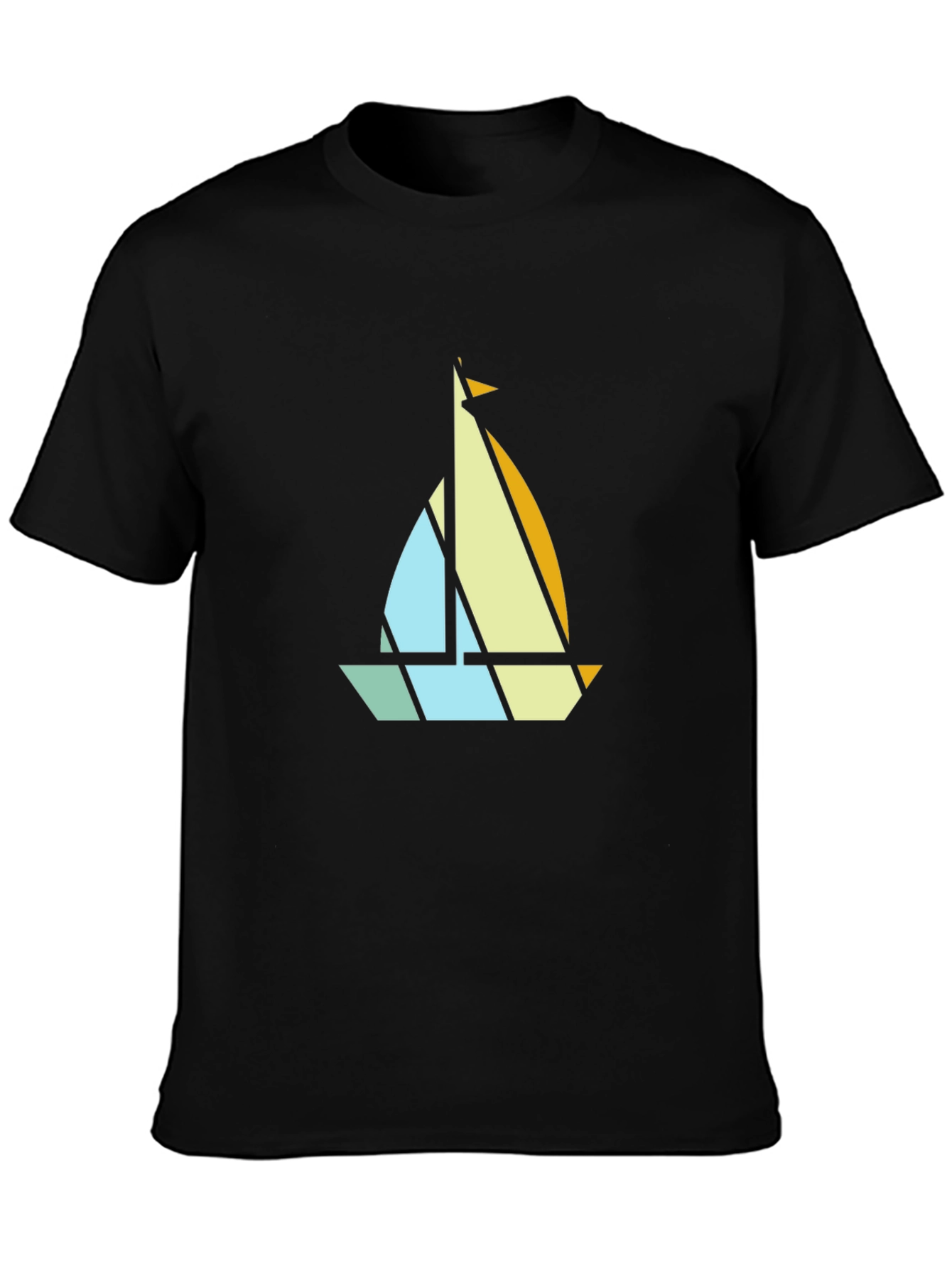 Geometric Sailboat Graphic Tee - Modern Nautical Style