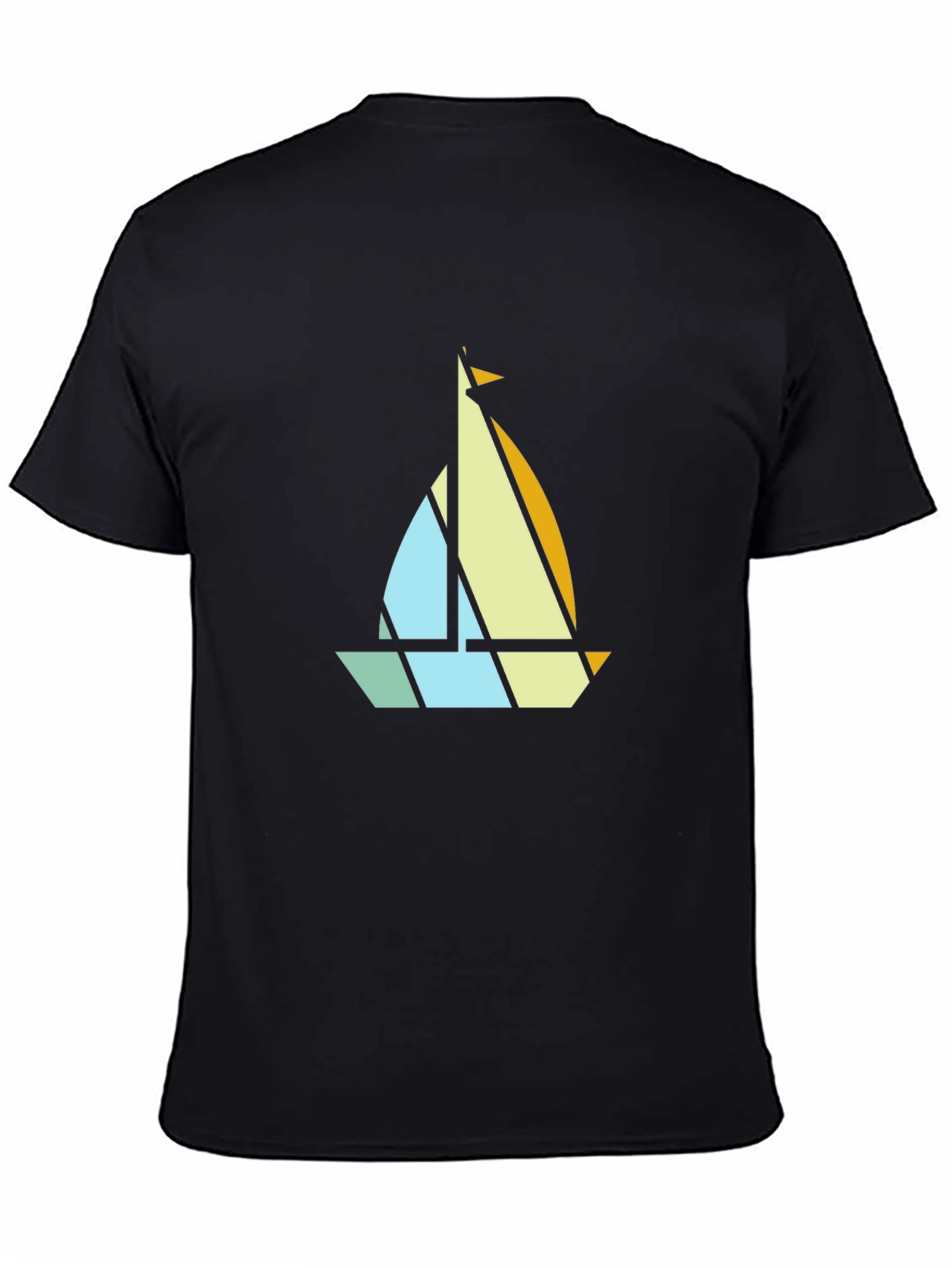 Geometric Sailboat Graphic Tee - Modern Nautical Style