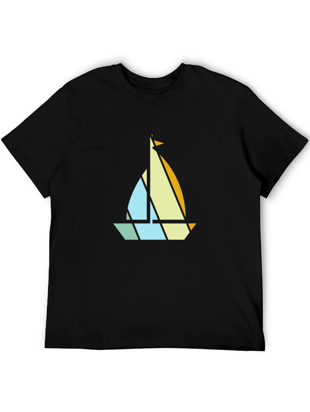 Geometric Sailboat Graphic Tee - Modern Nautical Style