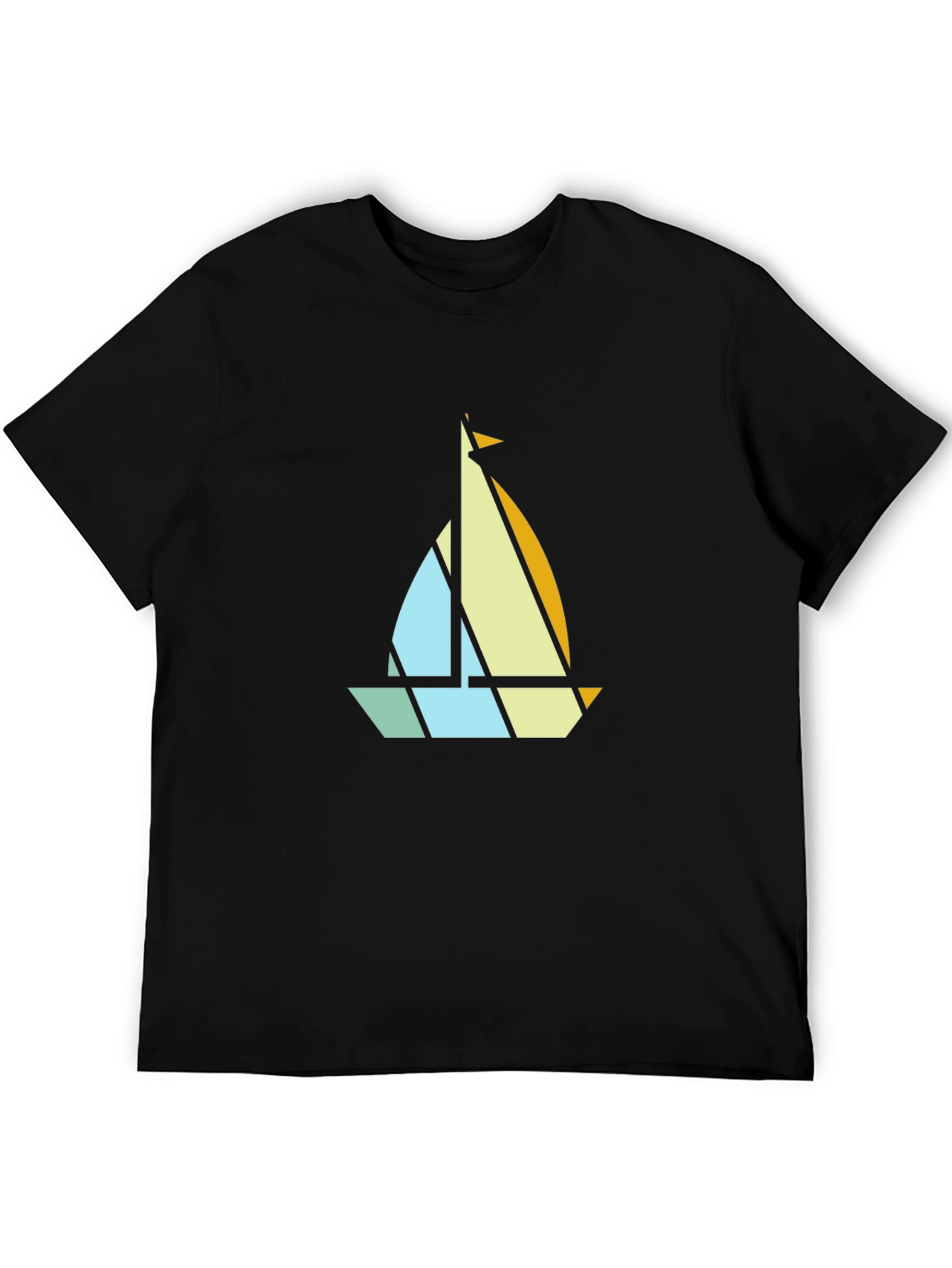 Geometric Sailboat Graphic Tee - Modern Nautical Style