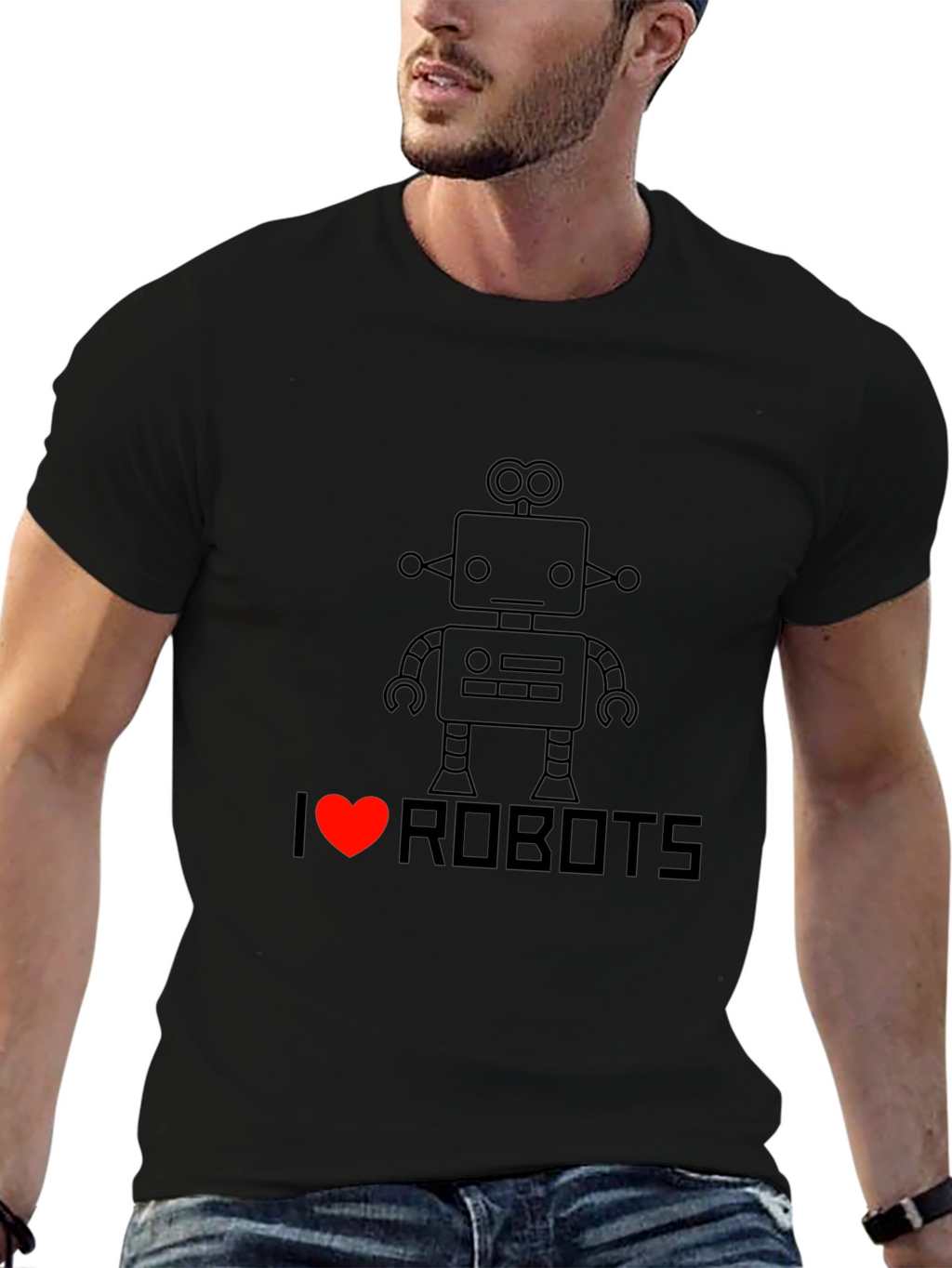 I Heart Robots T-Shirt - Black Graphic Tee