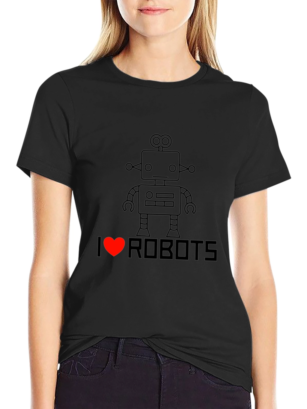 I Heart Robots T-Shirt - Black Graphic Tee