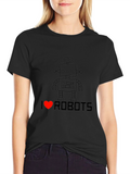 I Heart Robots T-Shirt - Black Graphic Tee