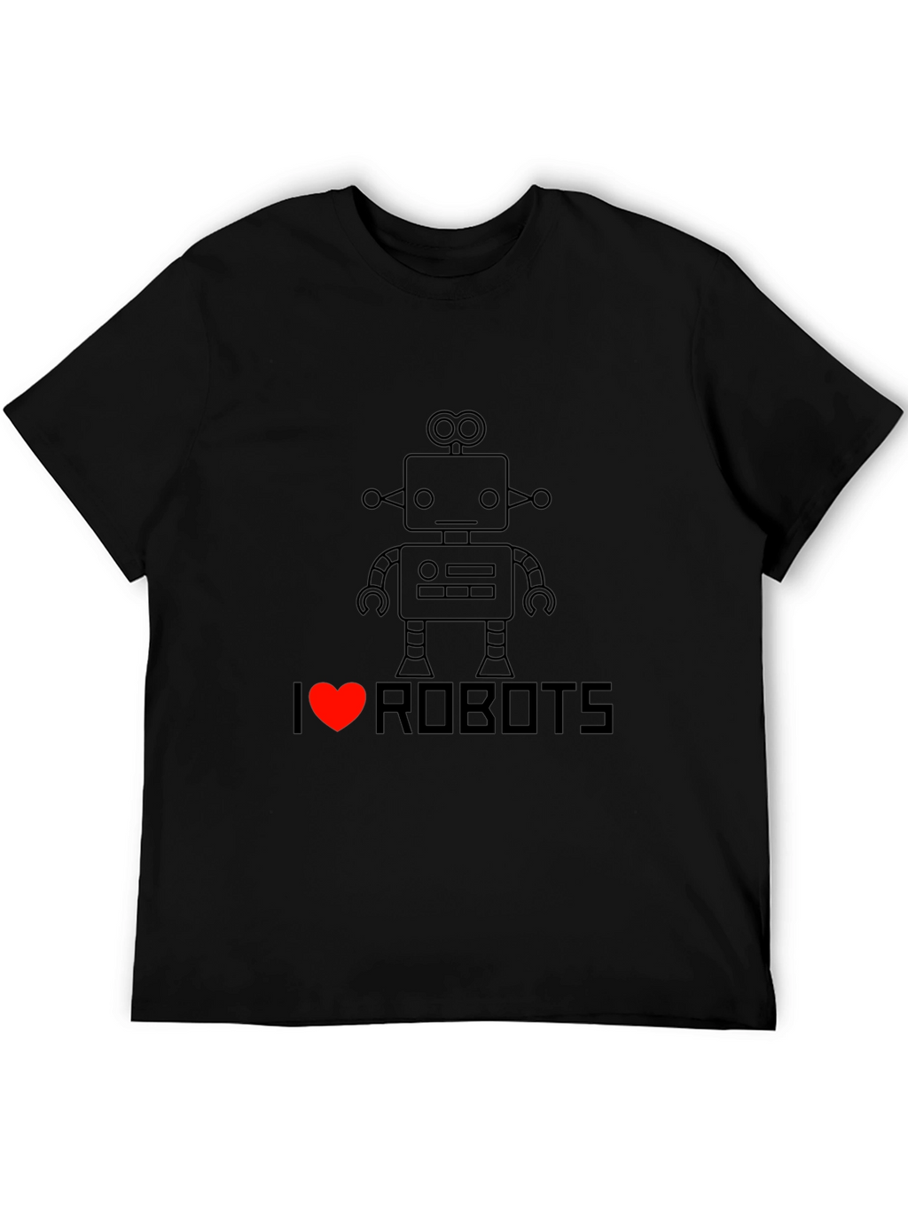 I Heart Robots T-Shirt - Black Graphic Tee