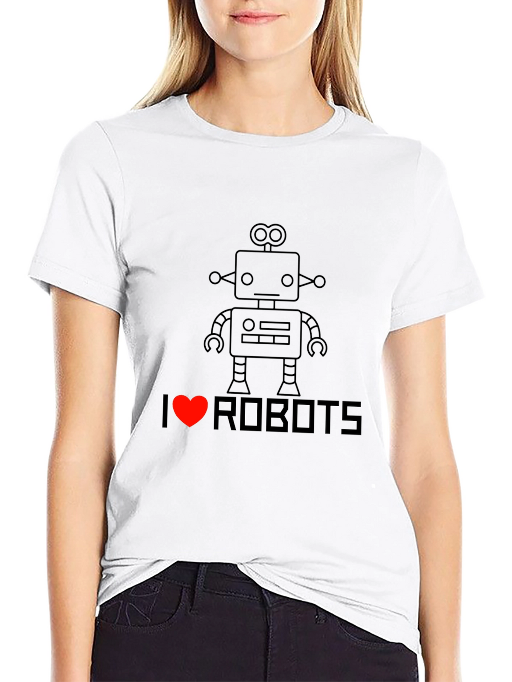 I Heart Robots T-Shirt - Black Graphic Tee