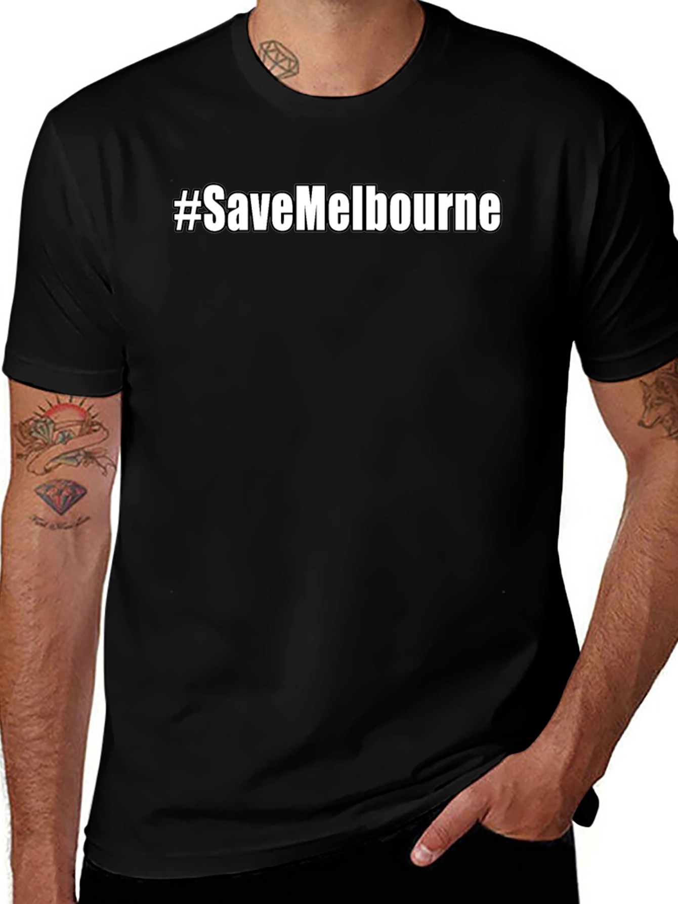 #SaveMelbourne Black Graphic T-Shirt