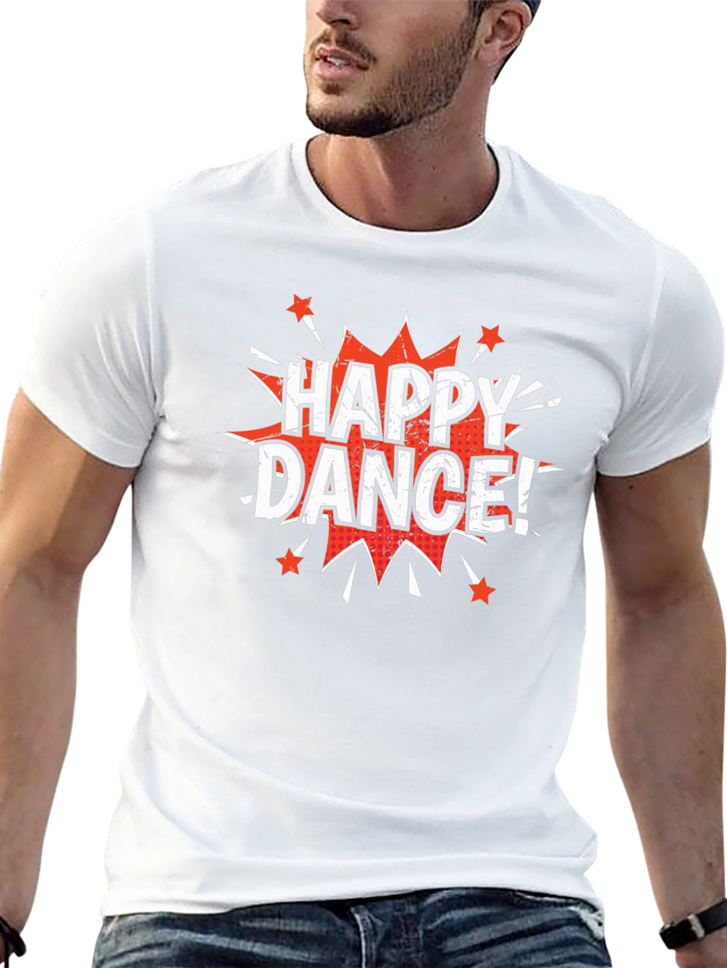 Happy Dance! Graphic Print Crew Neck T-Shirt