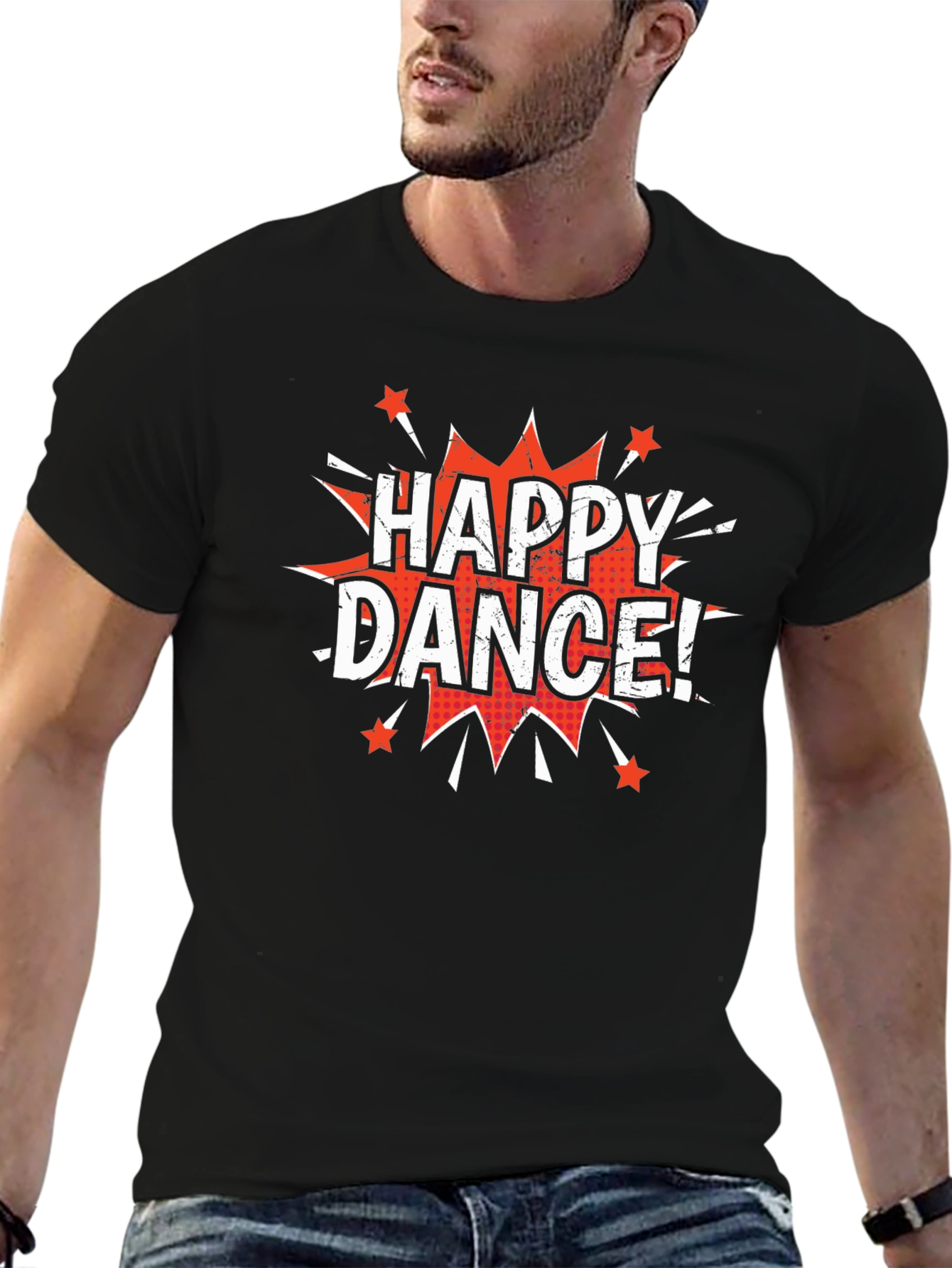 Happy Dance! Graphic Print Crew Neck T-Shirt