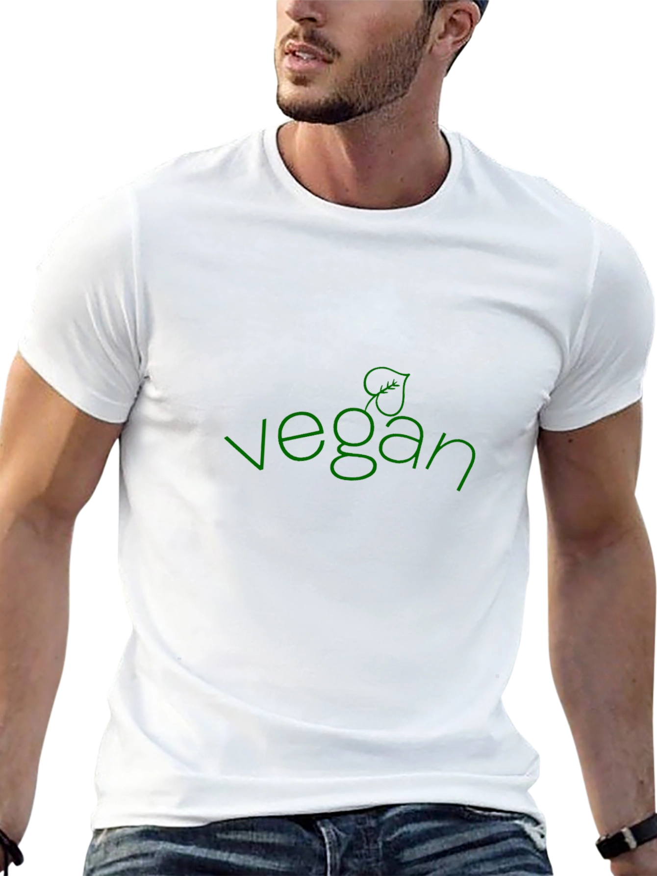 Vegan T-Shirt - Green Leaf Design