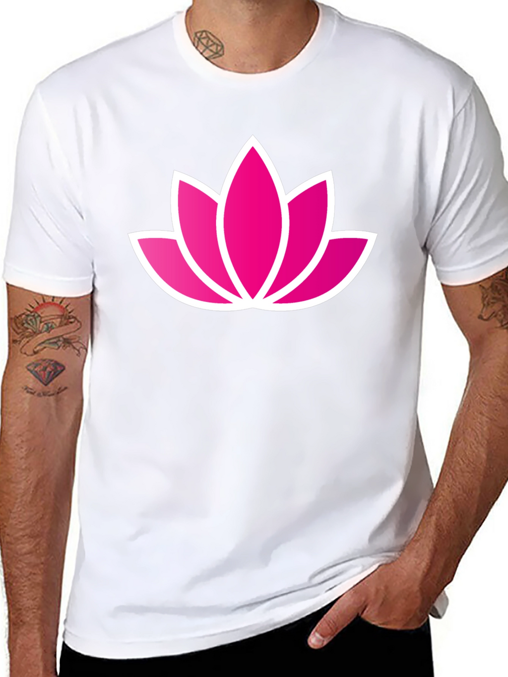 Lotus Flower Graphic Black T-Shirt