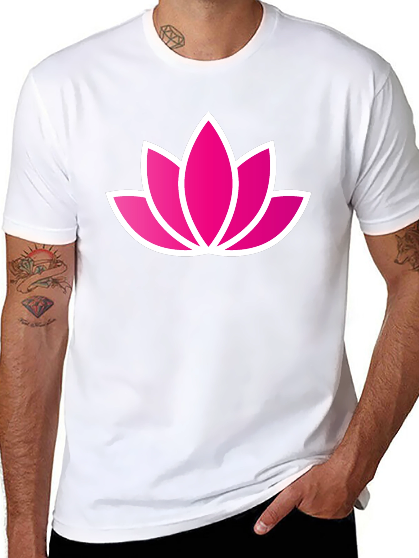 Lotus Flower Graphic Black T-Shirt