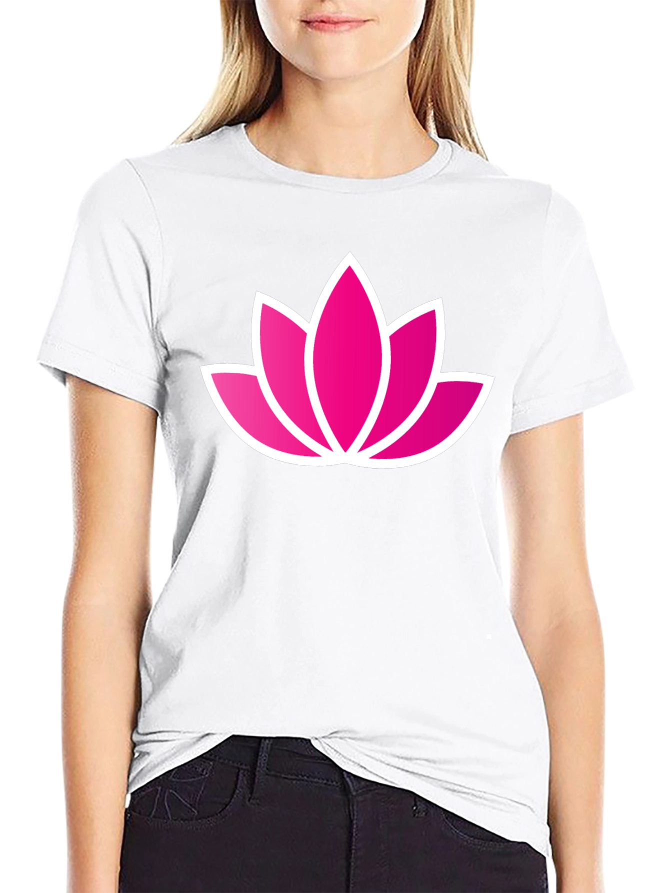 Lotus Flower Graphic Black T-Shirt