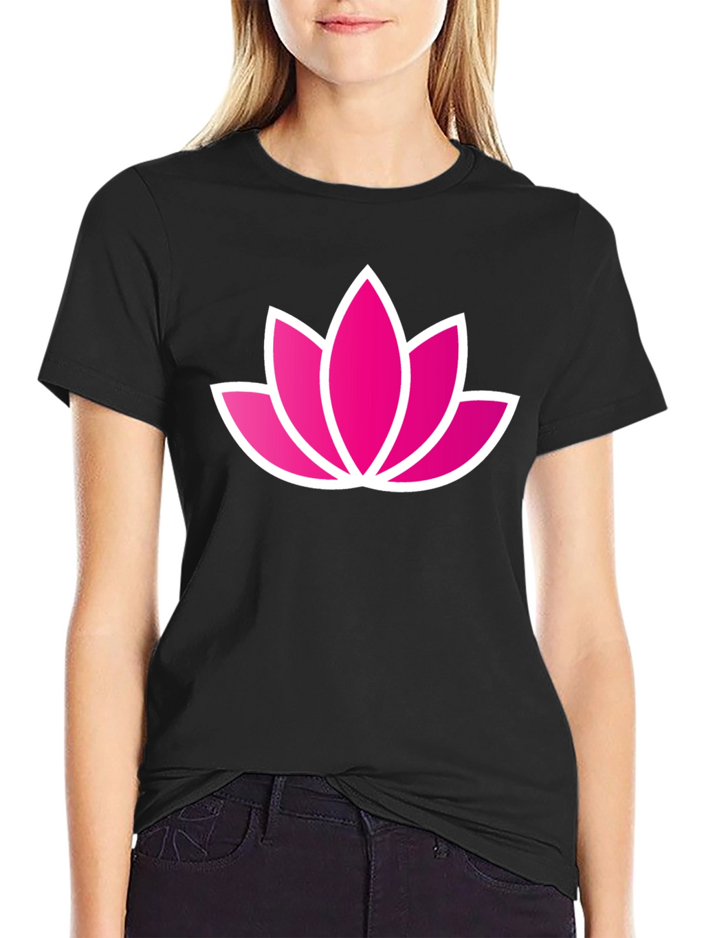 Lotus Flower Graphic Black T-Shirt