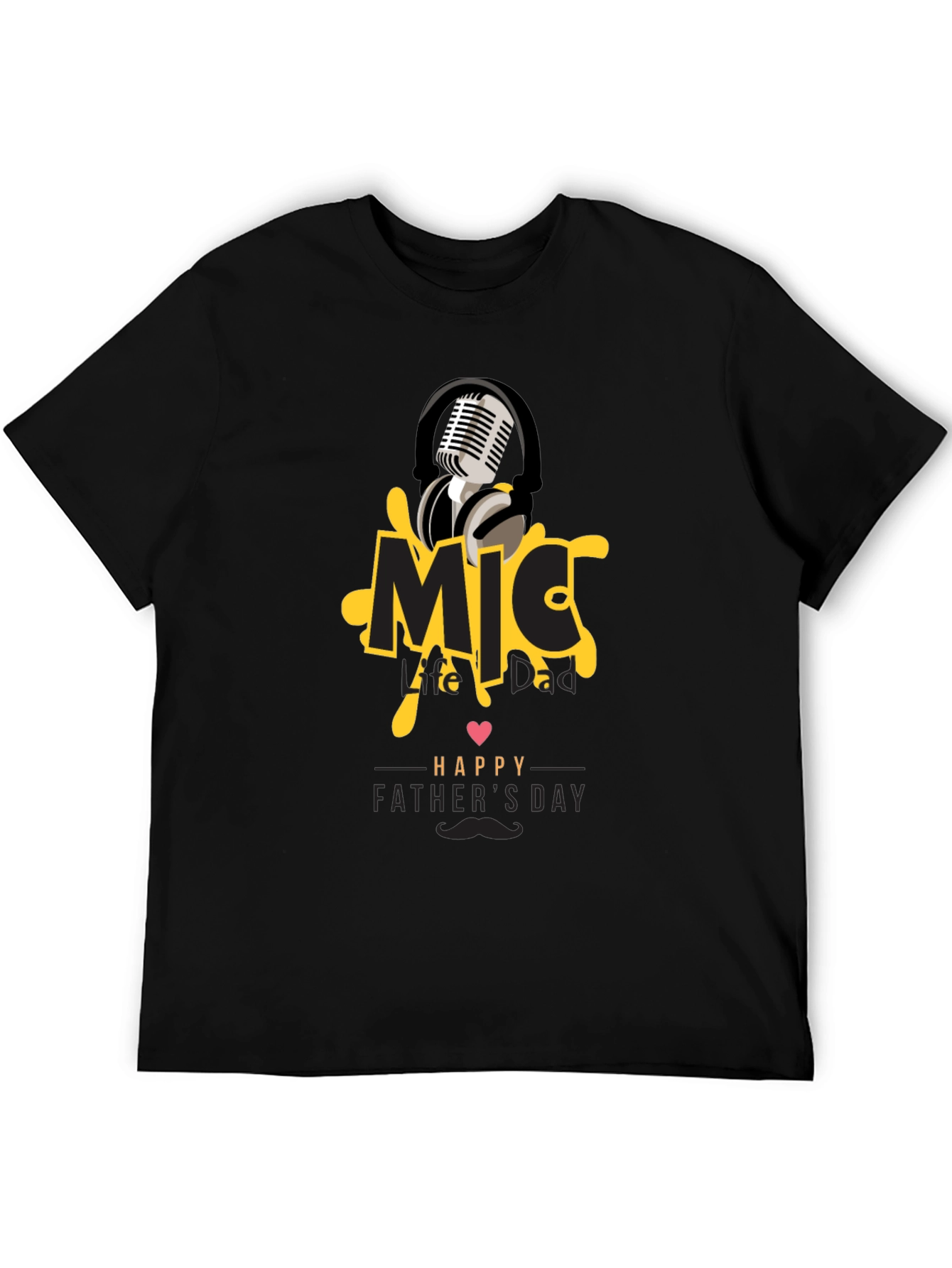 Mic Dad Fathers Day Black Graphic Tee