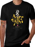 Mic Dad Fathers Day Black Graphic Tee