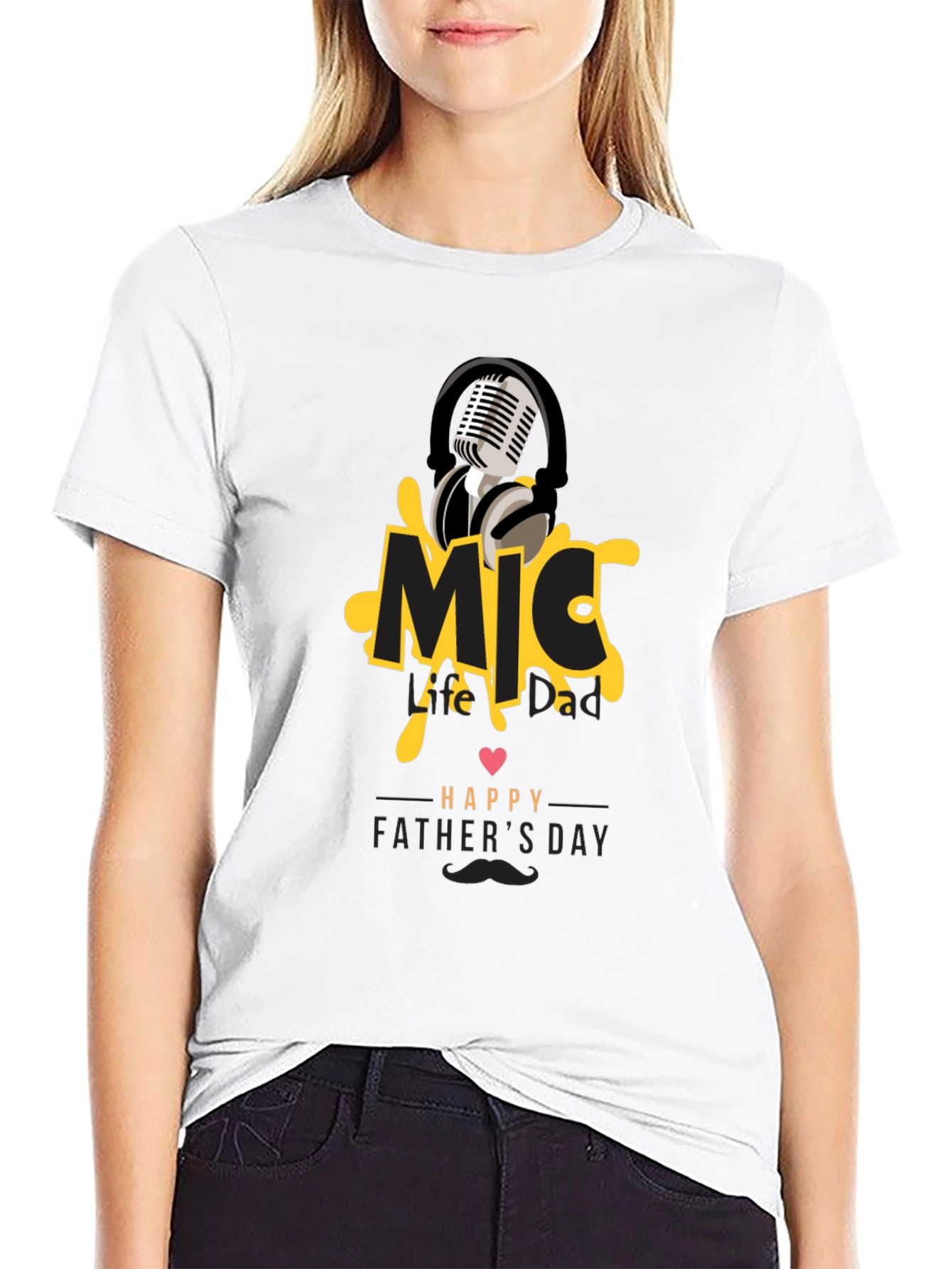Mic Dad Fathers Day Black Graphic Tee