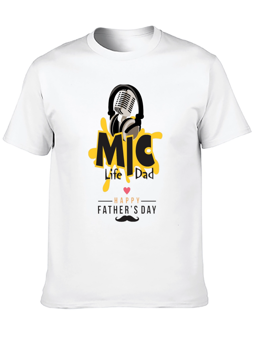 Mic Dad Fathers Day Black Graphic Tee