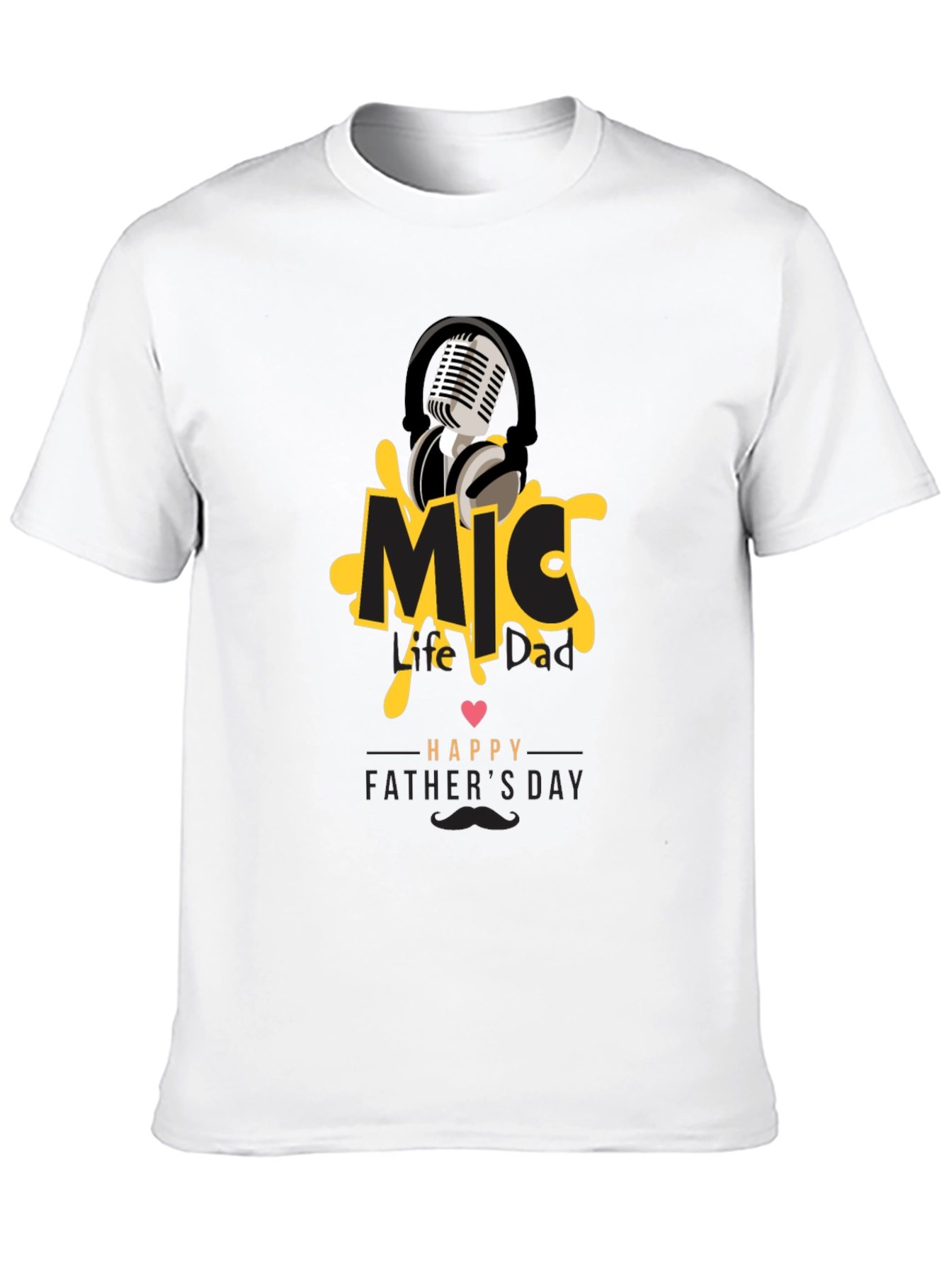 Mic Dad Fathers Day Black Graphic Tee