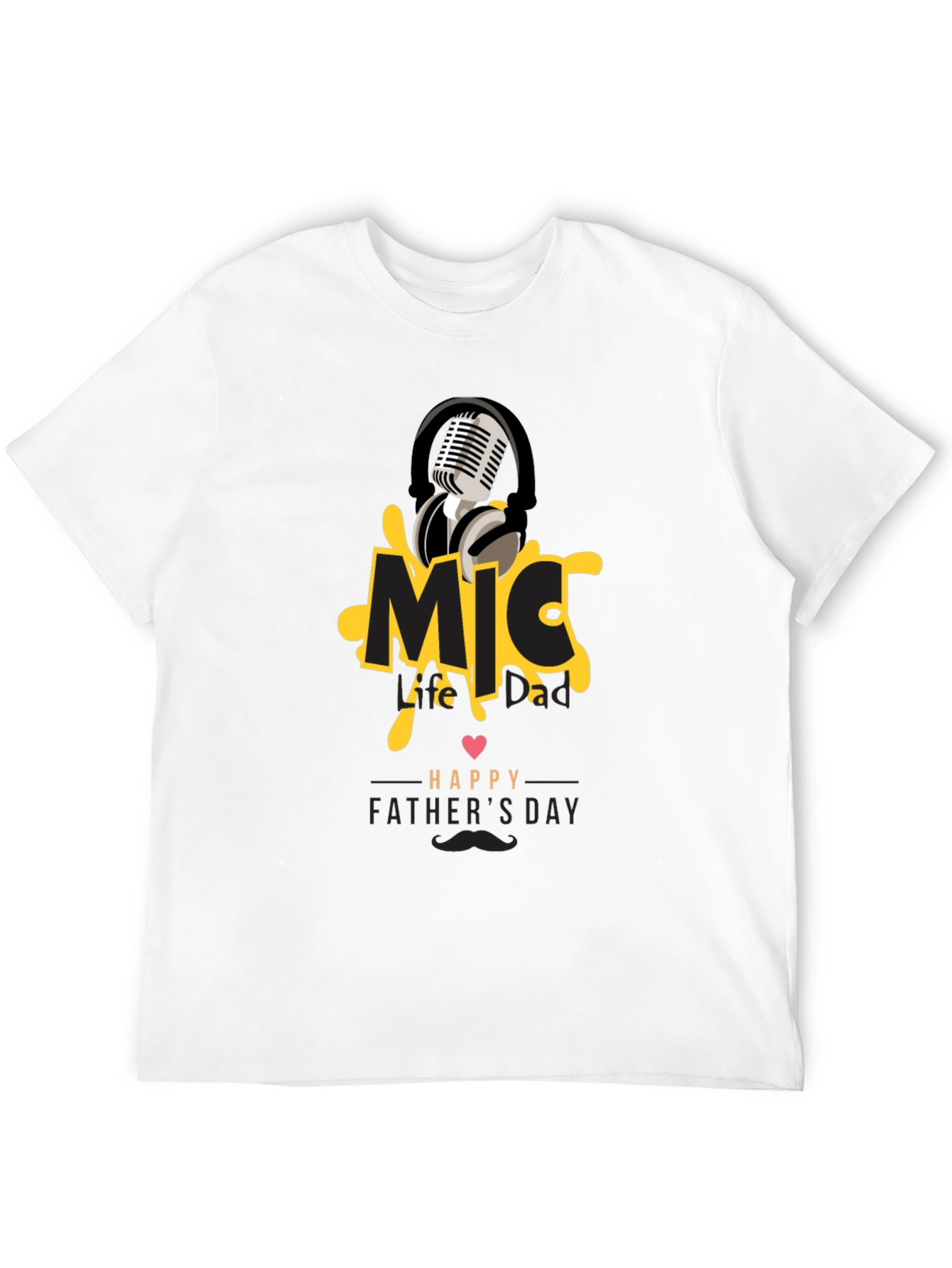 Mic Dad Fathers Day Black Graphic Tee