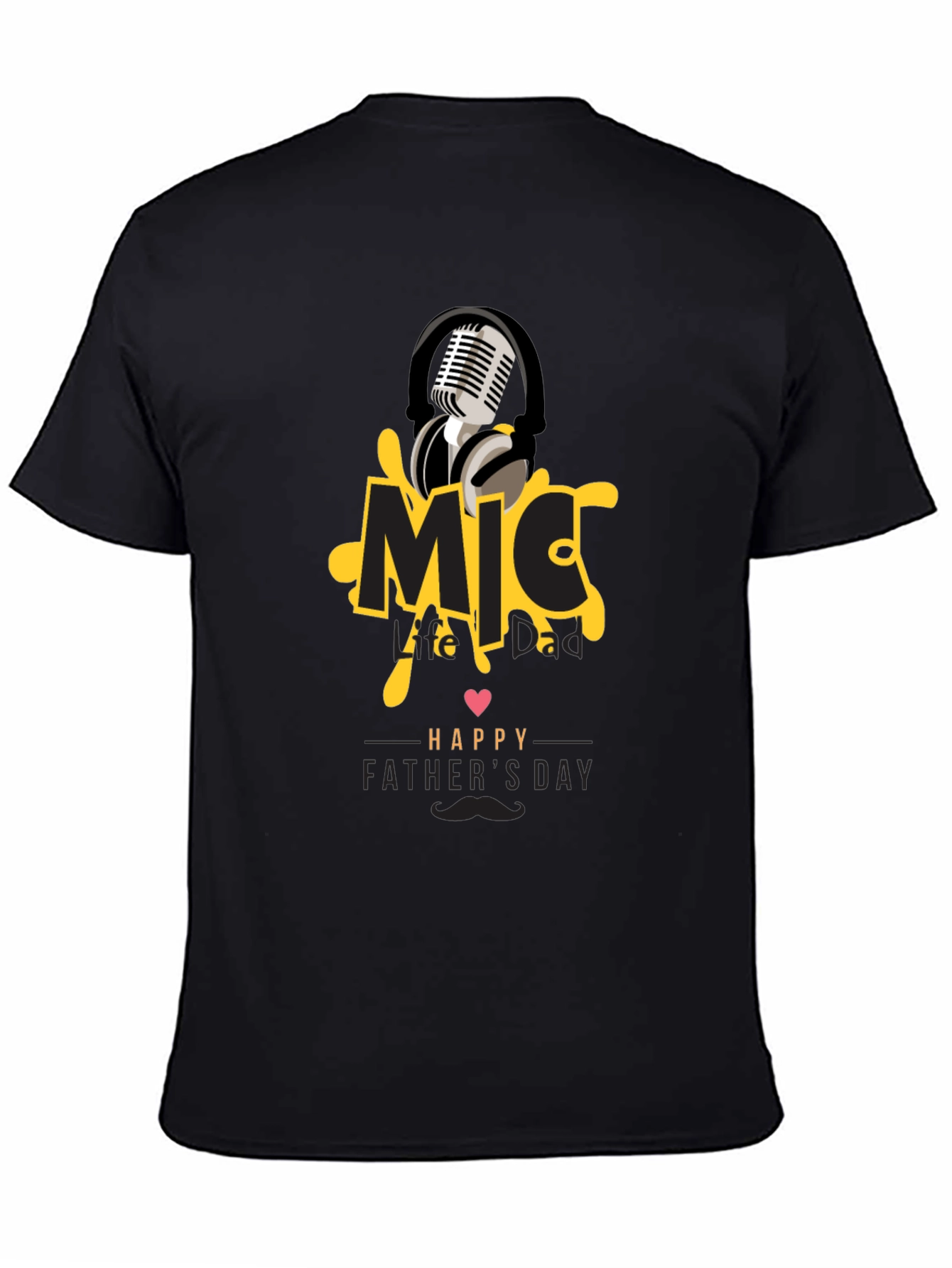 Mic Dad Fathers Day Black Graphic Tee