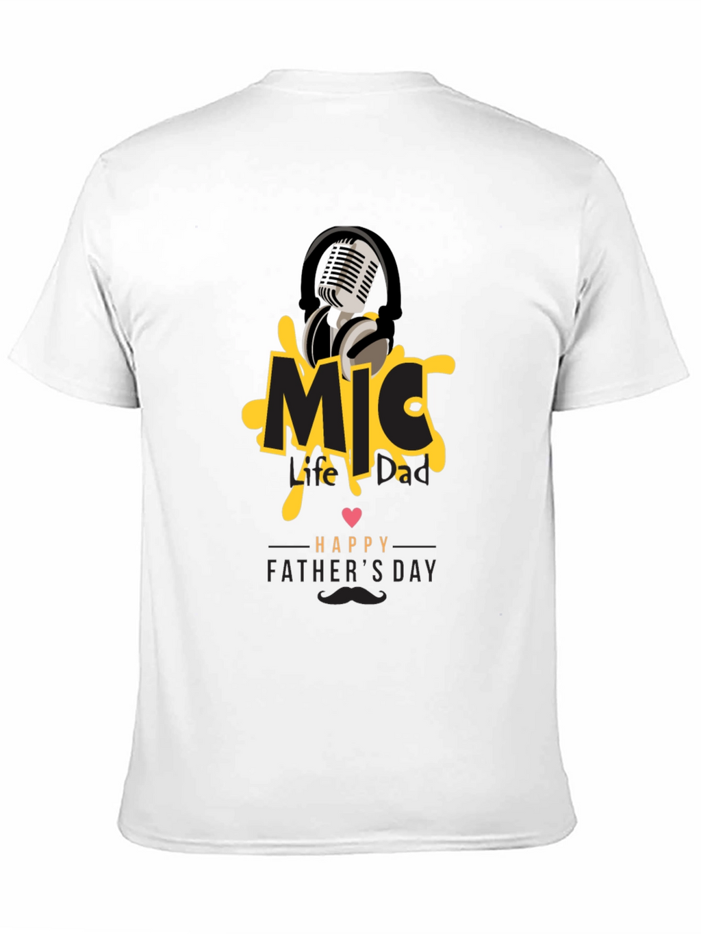 Mic Dad Fathers Day Black Graphic Tee