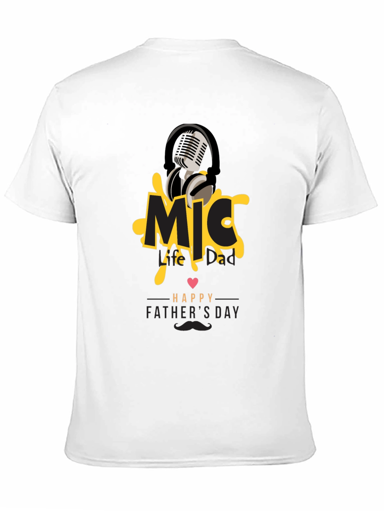 Mic Dad Fathers Day Black Graphic Tee