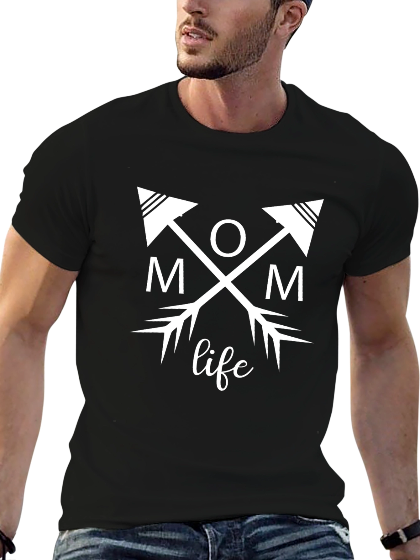 Mom Life Arrow Graphic T-Shirt - Black