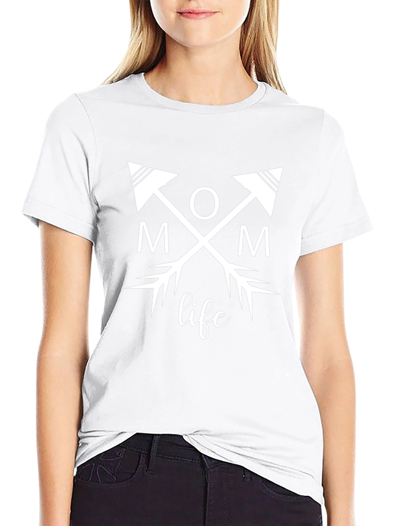 Mom Life Arrow Graphic T-Shirt - Black