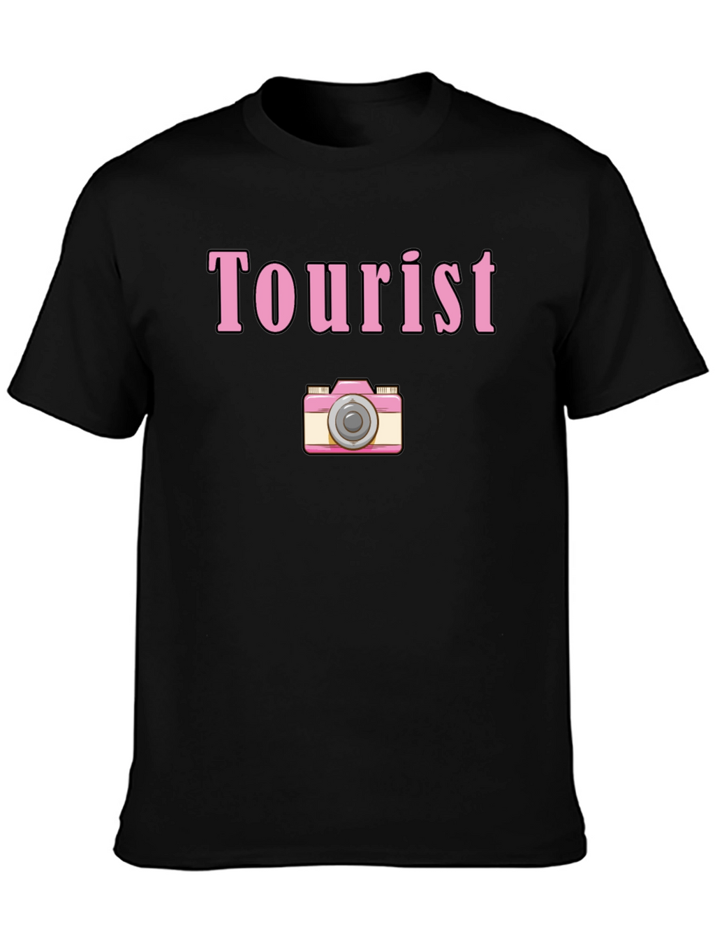 Tourist Camera Graphic Tee - Black Cotton Shirt