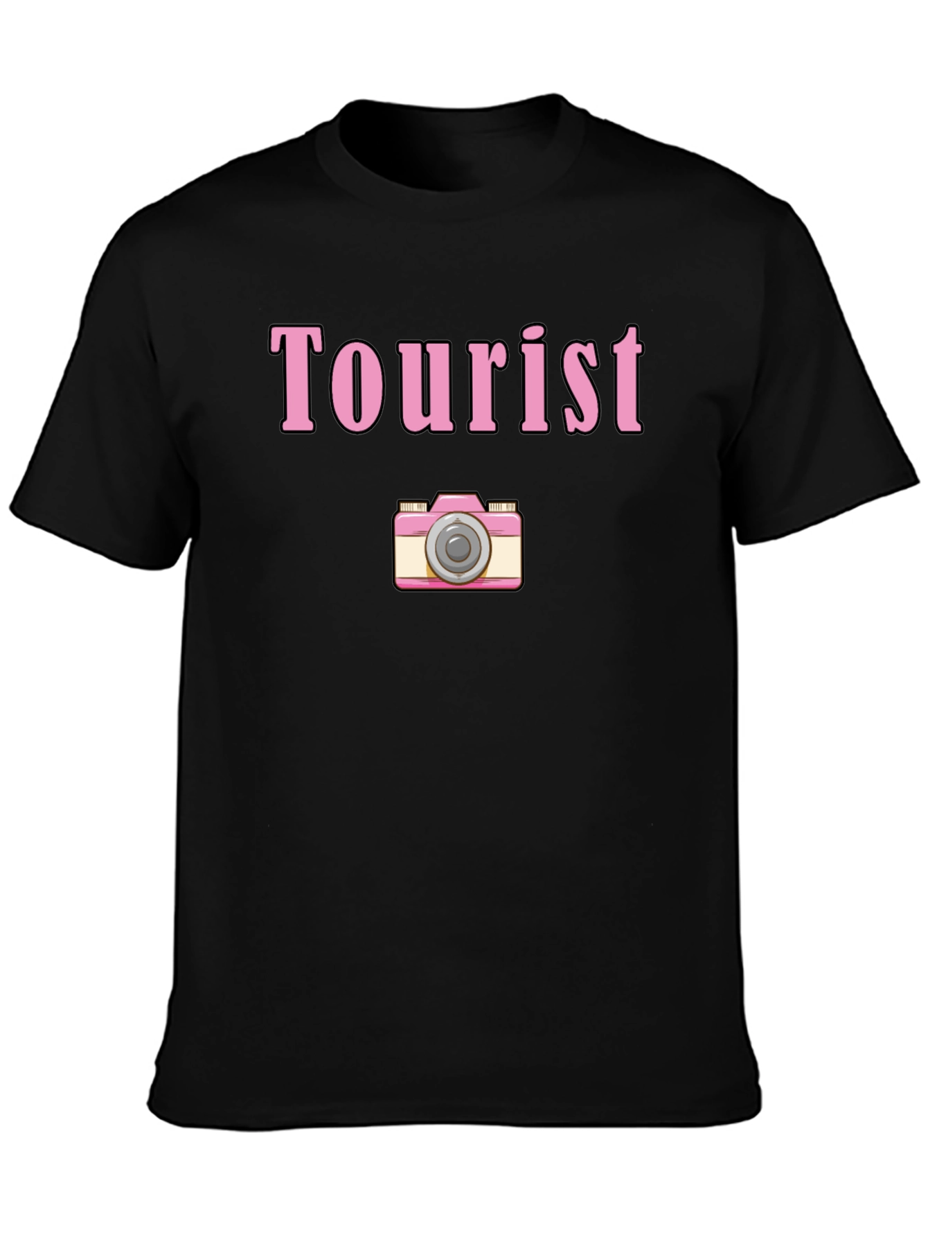Tourist Camera Graphic Tee - Black Cotton Shirt