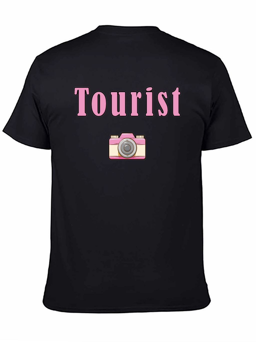 Tourist Camera Graphic Tee - Black Cotton Shirt