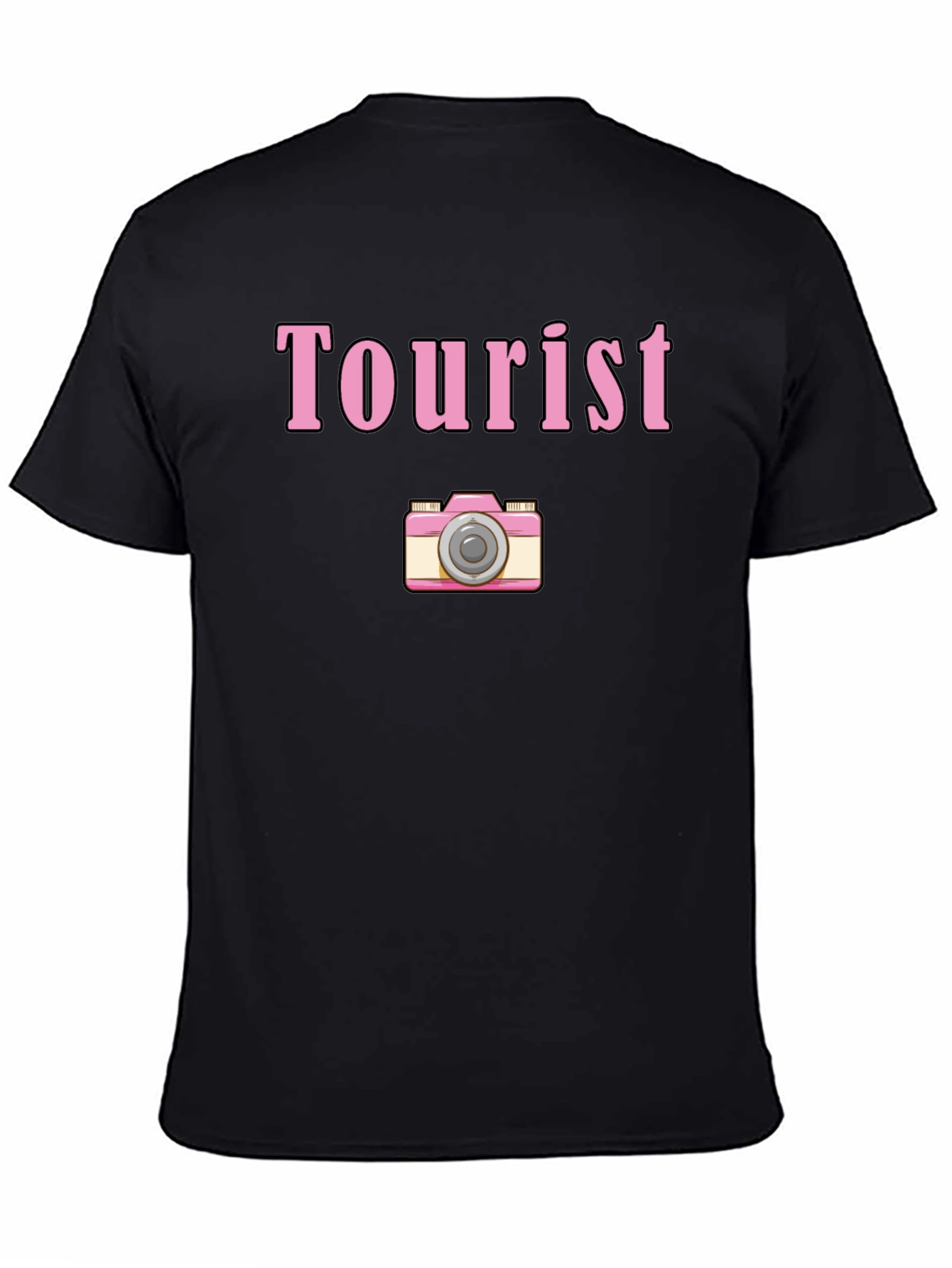 Tourist Camera Graphic Tee - Black Cotton Shirt