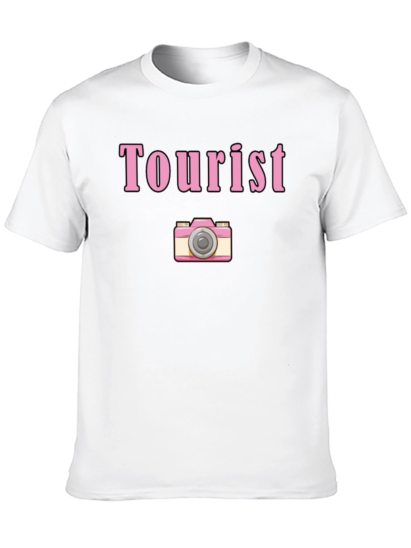 Tourist Camera Graphic Tee - Black Cotton Shirt