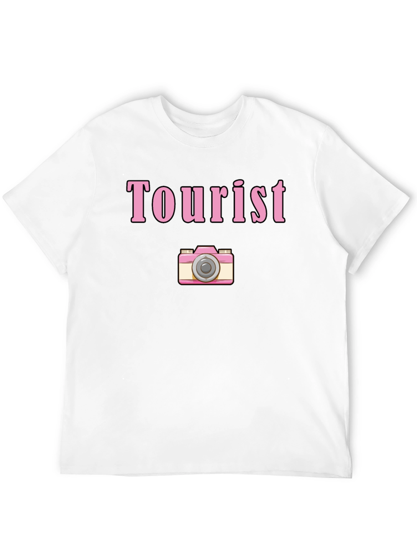 Tourist Camera Graphic Tee - Black Cotton Shirt