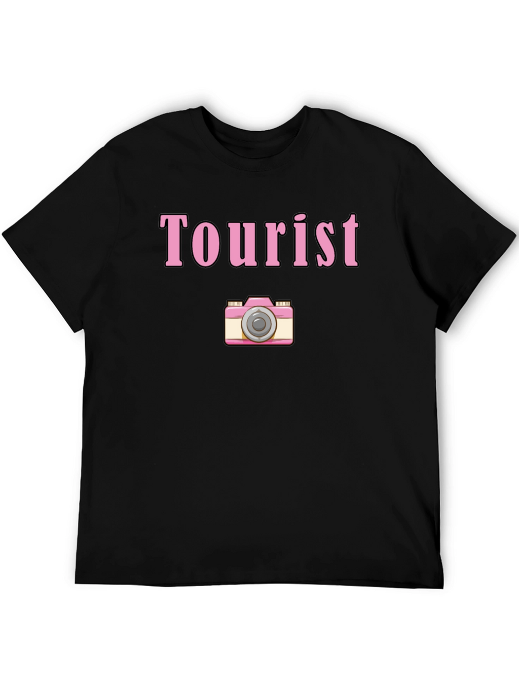 Tourist Camera Graphic Tee - Black Cotton Shirt