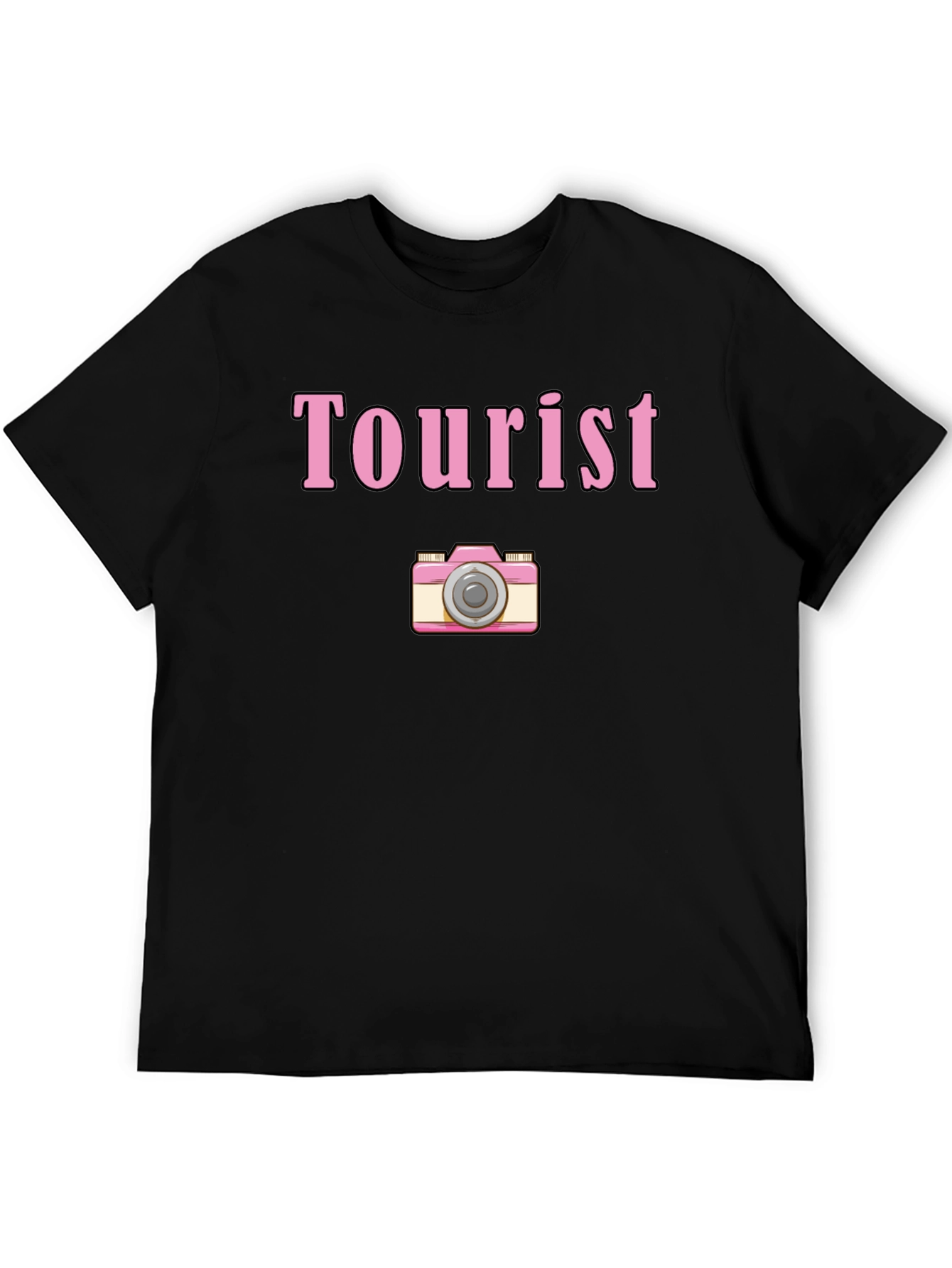 Tourist Camera Graphic Tee - Black Cotton Shirt