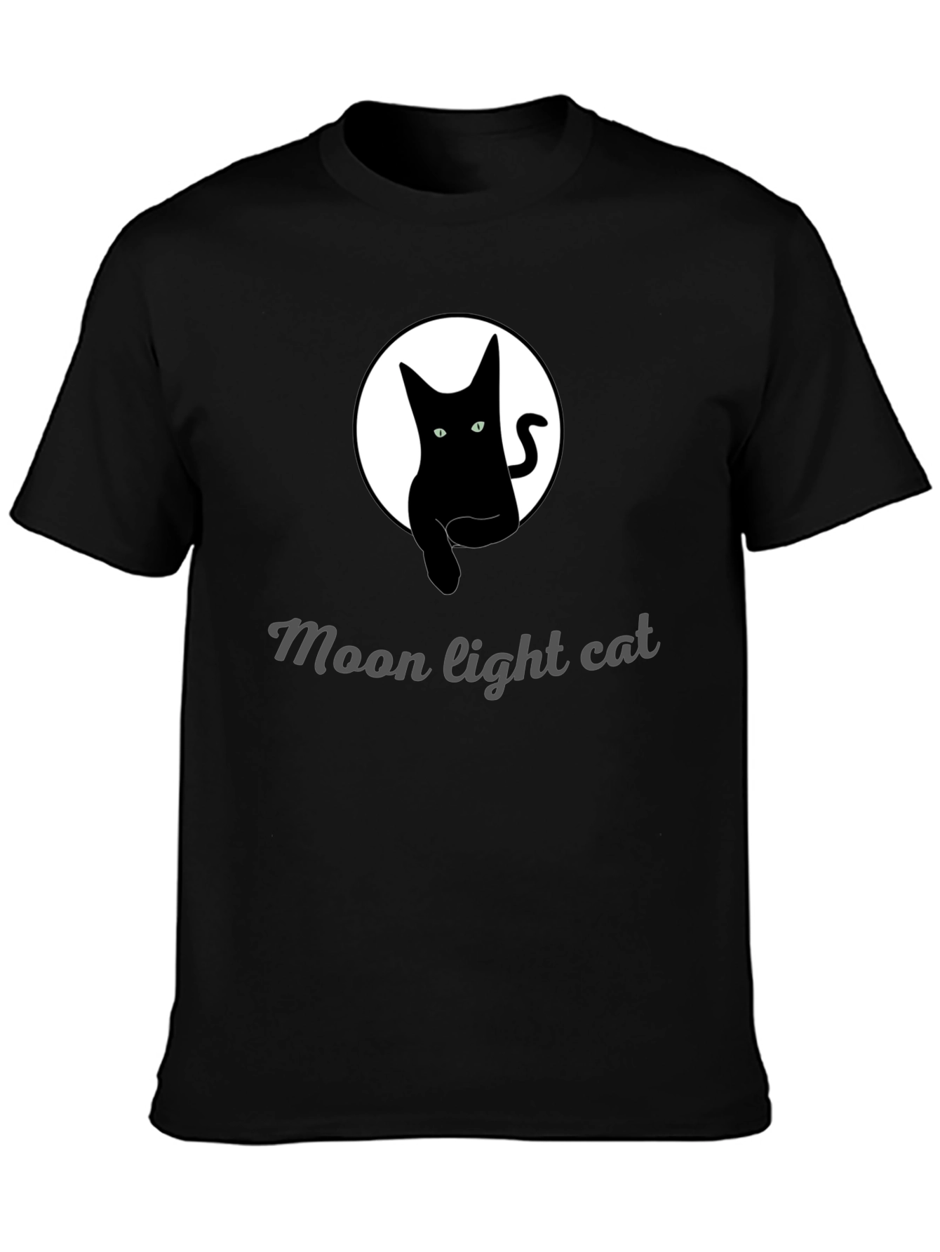 Moonlight Cat Graphic Tee - Black