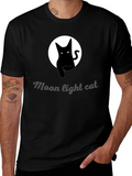 Moonlight Cat Graphic Tee - Black