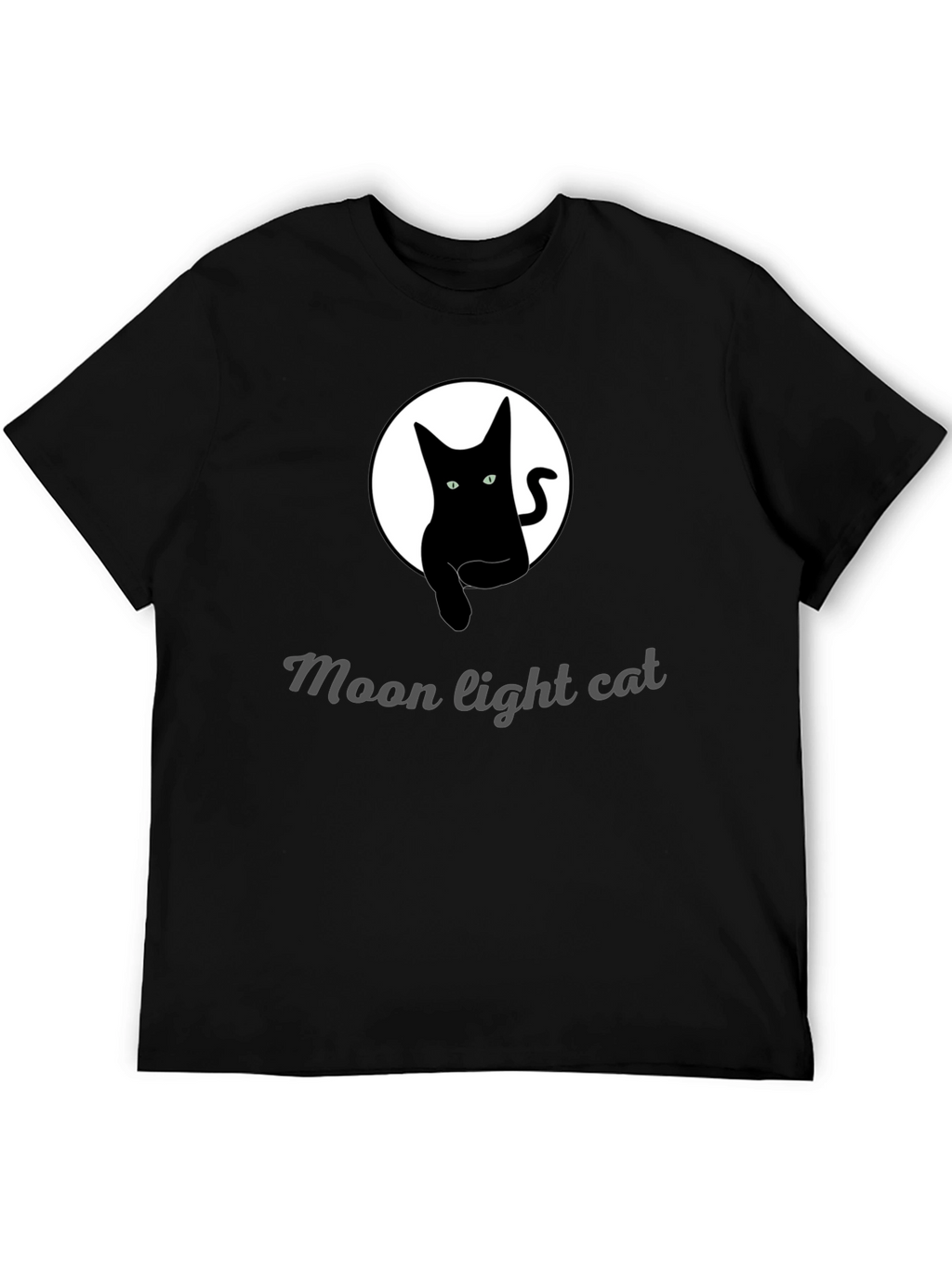 Moonlight Cat Graphic Tee - Black