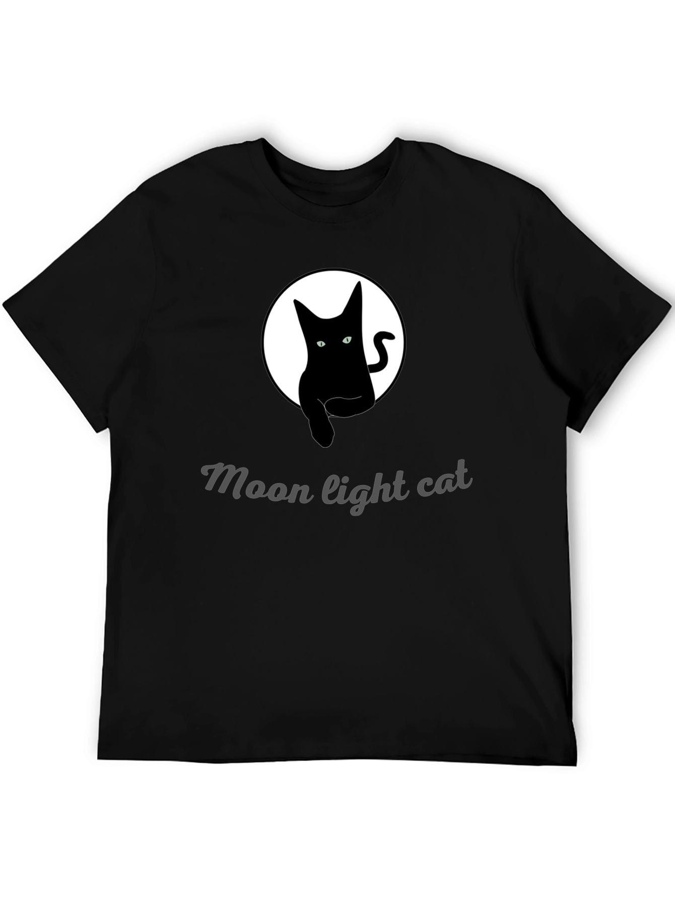 Moonlight Cat Graphic Tee - Black