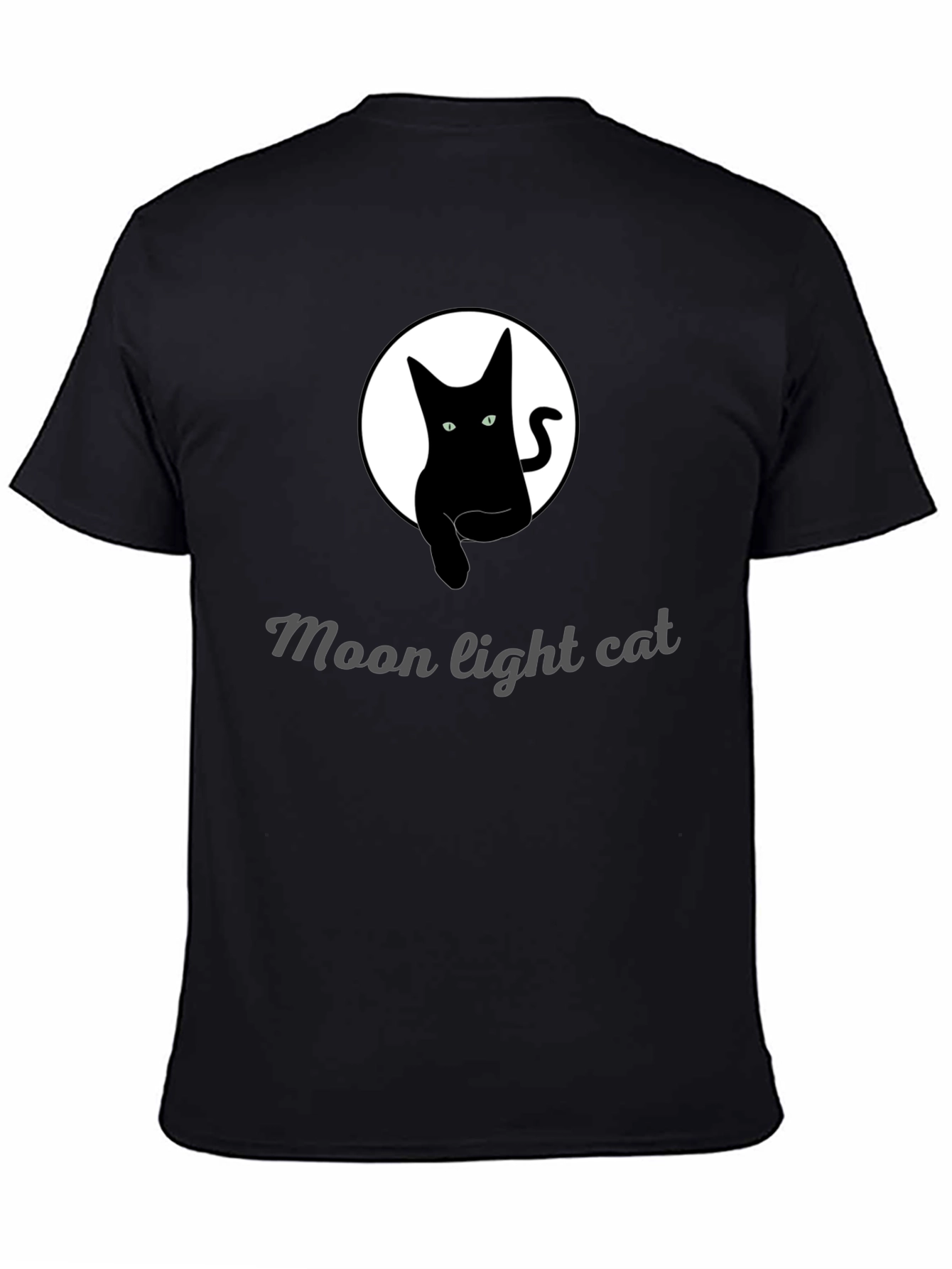 Moonlight Cat Graphic Tee - Black
