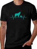 Wolf Heartbeat Graphic T-Shirt - Black