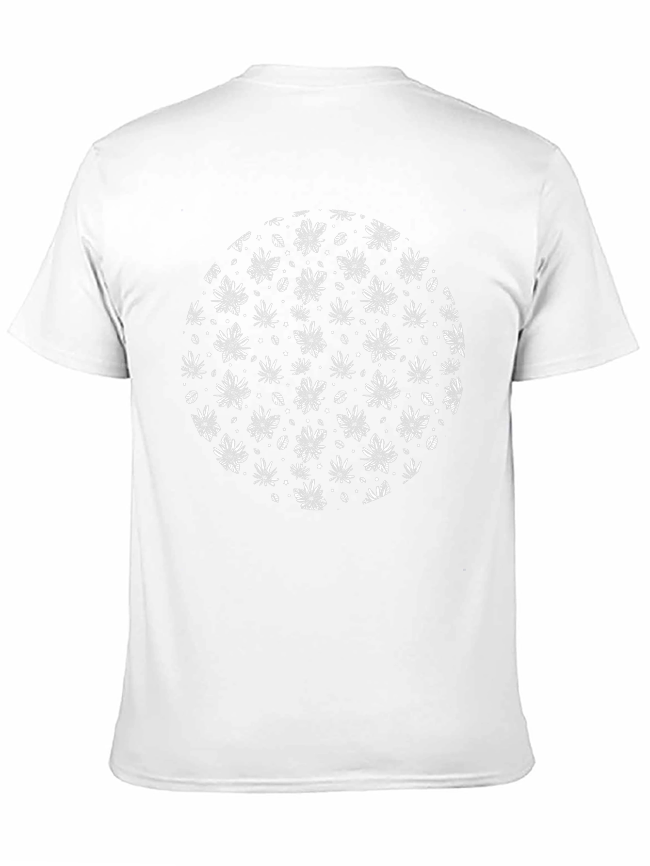 Black Graphic Tee - White Flower Pattern T-Shirt