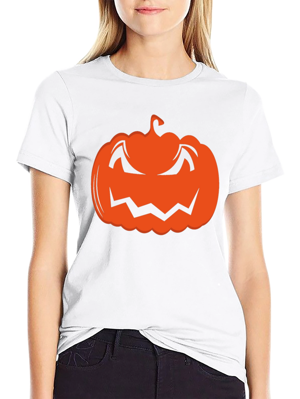 Halloween Pumpkin Graphic Tee - Black Cotton T-Shirt